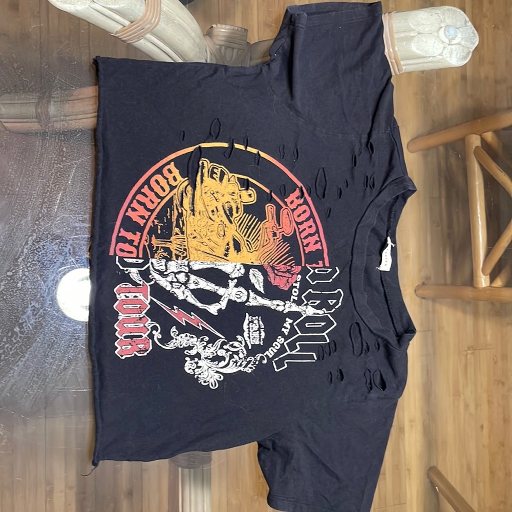 born to roll crop top. size medium.